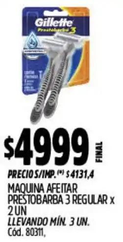 Supermercados Yaguar Gillette maquina afeitar prestobarba 3 regular oferta