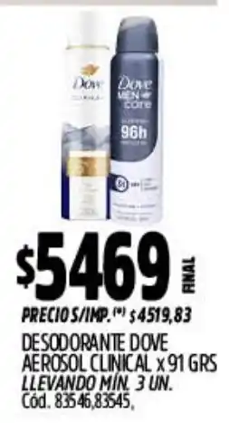 Supermercados Yaguar Dove desodorante aerosol clinical oferta