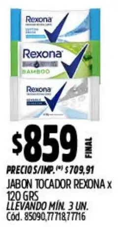 Supermercados Yaguar Rexona jabon tocador oferta