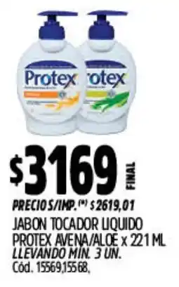 Supermercados Yaguar Protex jabon tocador liquido avena/aloe oferta