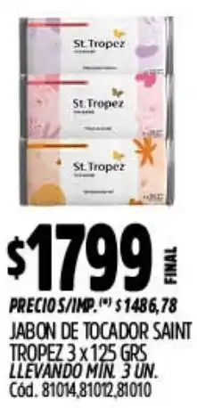 Supermercados Yaguar Saint tropez jabon de tocador oferta