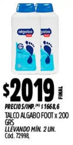 Supermercados Yaguar Algabo talco foot oferta