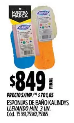Supermercados Yaguar Kalindys esponjas de baño oferta