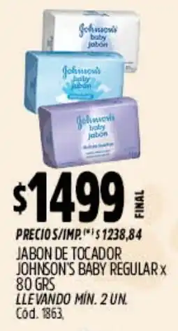 Supermercados Yaguar Johnson's baby jabon de tocador regular oferta