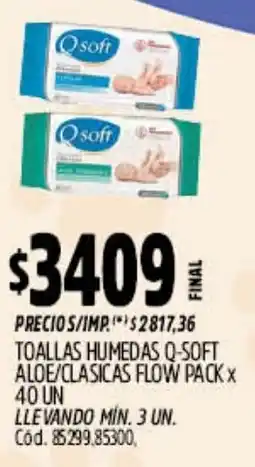 Supermercados Yaguar Q-soft toallas humedas aloe/clasicas flow pack oferta