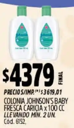 Supermercados Yaguar Johnson's baby colonia fresca caricia oferta