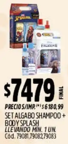 Supermercados Yaguar Splash set algabo shampoo + body oferta