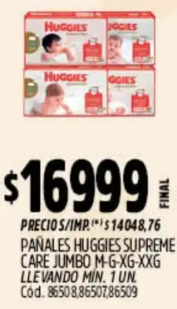 Supermercados Yaguar Huggies pañales supreme care jumbo oferta