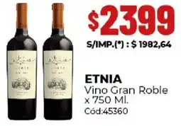 Diarco Etnia vino gran roble oferta