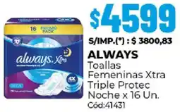 Diarco Always toallas femeninas xtra triple protec noche oferta