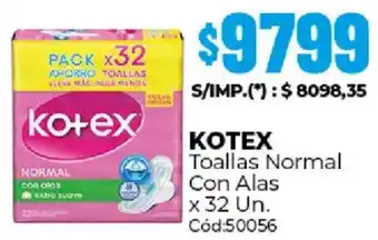 Diarco Kotex toallas normal con alas oferta