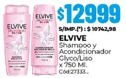 Diarco Elvive shampoo y acondicionador glyco/liso oferta