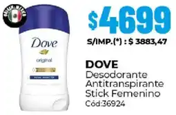 Diarco Dove desodorante antitranspirante stick femenino oferta
