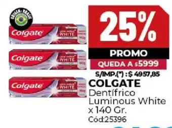 Diarco Colgate dentifrico luminous white oferta