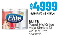Diarco Elite papel higiénico 12 hoja simple oferta