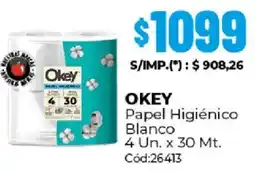 Diarco Okey papel higiénico blanco oferta