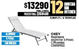 Diarco Okey reposera alumnio 5 posic. c/ruedas oferta