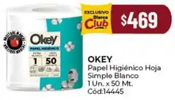 Diarco Okey papel higiénico hoja simple blanco oferta