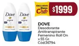 Diarco Dove desodorante antitranspirante femenino roll on oferta