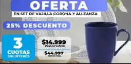 Supermayorista Vital En set de vajilla corona y alleanza oferta