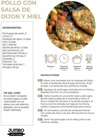 Jumbo Pollo con salsa de dijon y miel oferta