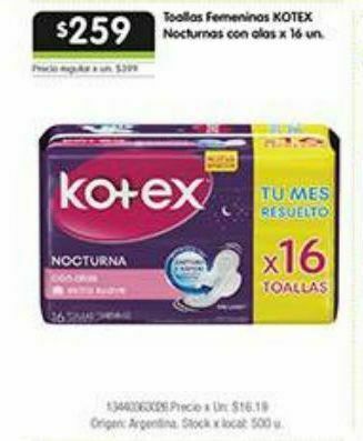 Toallas femeninas kotex