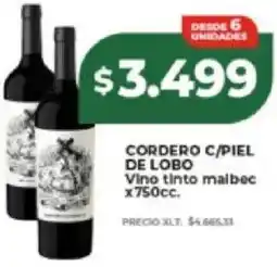 Supermayorista Vital Cordero c/piel de lobo vino tinto malbec oferta