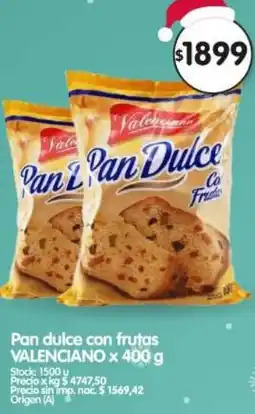 Supermercados Buenos Días Valenciano pan dulce con frutas oferta