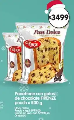 Supermercados Buenos Días Firenze panettone con gotas de chocolate pouch oferta
