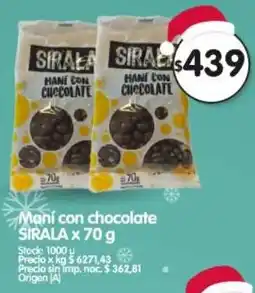 Supermercados Buenos Días Sirala maní con chocolate oferta