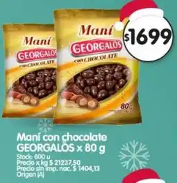 Supermercados Buenos Días Georgalos maní con chocolate oferta
