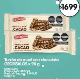 Supermercados Buenos Días Georgalos turrón de mani con chocolate oferta