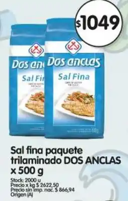 Supermercados Buenos Días Dos anclas sal fina paquete trilaminado oferta