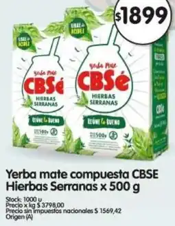Supermercados Buenos Días Cbse yerba mate compuesta hierbas serranas oferta
