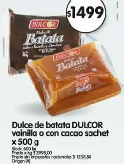 Supermercados Buenos Días Dulcor dulce de batata vainilla o con cacao sachet oferta