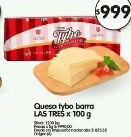 Supermercados Buenos Días Las tres queso tybo barra oferta