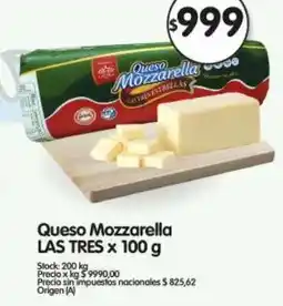 Supermercados Buenos Días Las tres queso mozzarella oferta
