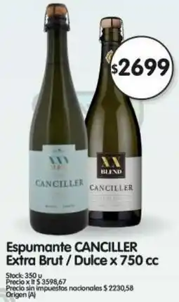 Supermercados Buenos Días Canciller espumante extra brut/dulce oferta