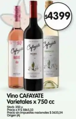 Supermercados Buenos Días Cafayate vino varietales oferta