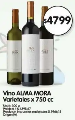 Supermercados Buenos Días Alma mora vino varietales oferta