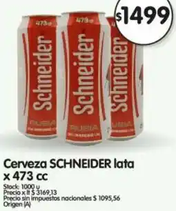 Supermercados Buenos Días Schneider cerveza lata oferta