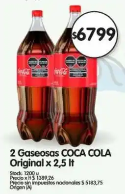 Supermercados Buenos Días Coca cola 2 gaseosas original oferta
