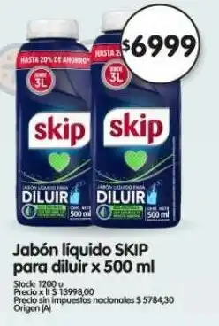 Supermercados Buenos Días Skip jabón líquido para diluir oferta