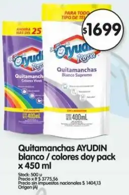 Supermercados Buenos Días Ayudin quitamanchas blanco/colores doy pack oferta