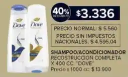 Carrefour Dove shampoo/acondicionador oferta