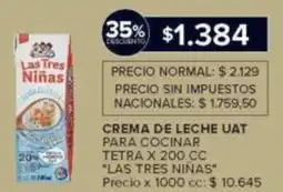 Carrefour Las Tres Niñas crema de leche UAT oferta