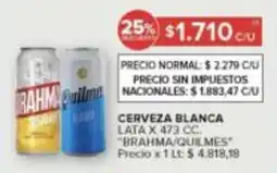 Carrefour Brahma/Quilmes cerveza blanca oferta