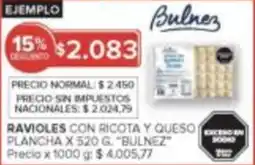 Carrefour Bulnez ravioles con ricota y queso plancha oferta