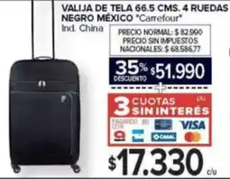Carrefour Carrefour valija de VALIJA DE TELA 66.5 CMS. 4 RUEDAS NEGRO MÉXICO "Carrefour" oferta