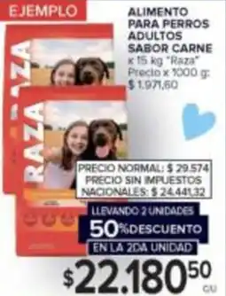 Carrefour Raza alimento para perros adultos sabor carne oferta
